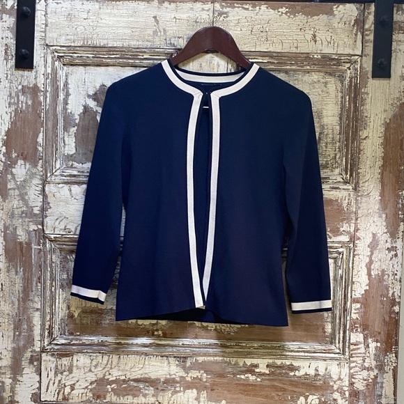 Navy/White Cardigan, size M - Picture 1 of 6